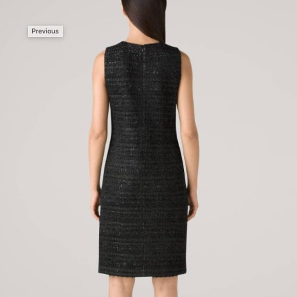 ST JOHN METALLIC EYELASH TWEED KNIT BLACK/GOLD SHIMMER DRESS sz 16 - Picture 2 of 9